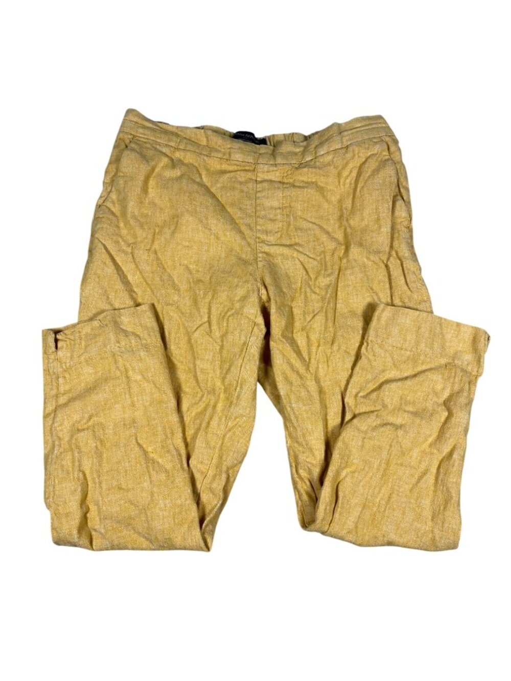 Banana Republic Hayden Womens Petite Pants 4P Mustard Yellow Linen Blend Casual